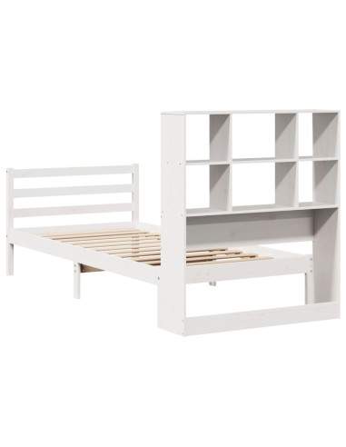 Letto Libreria senza Materasso Bianco 90x190 cm Massello Pino