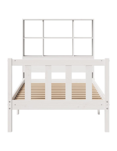 Letto Libreria senza Materasso Bianco 90x190 cm Massello Pino