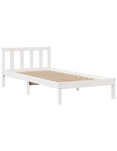 Letto Libreria senza Materasso Bianco 90x190 cm Massello Pino