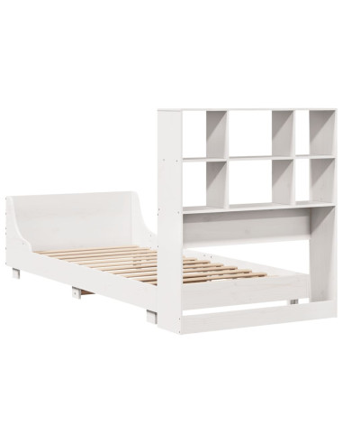 Letto senza Materasso Bianco 90x190 cm in Legno Massello Pino