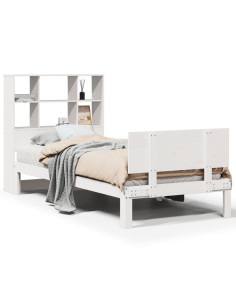 Letto Libreria senza Materasso Bianco 90x190 cm Massello Pino
