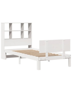 Letto Libreria senza Materasso Bianco 90x190 cm Massello Pino 2