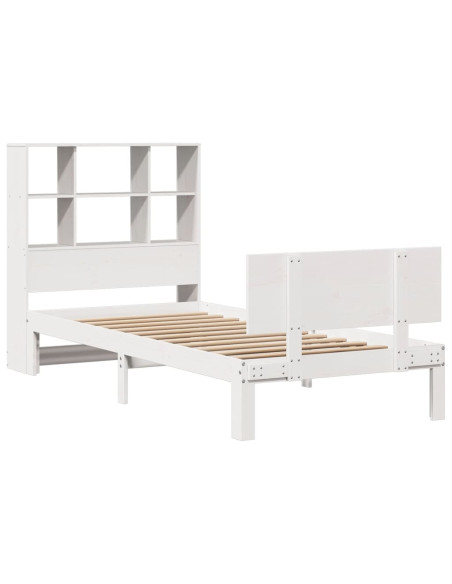 Letto Libreria senza Materasso Bianco 90x190 cm Massello Pino