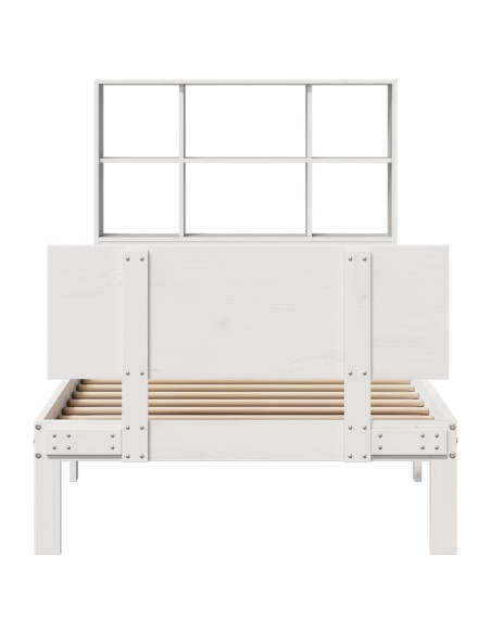 Letto Libreria senza Materasso Bianco 90x190 cm Massello Pino