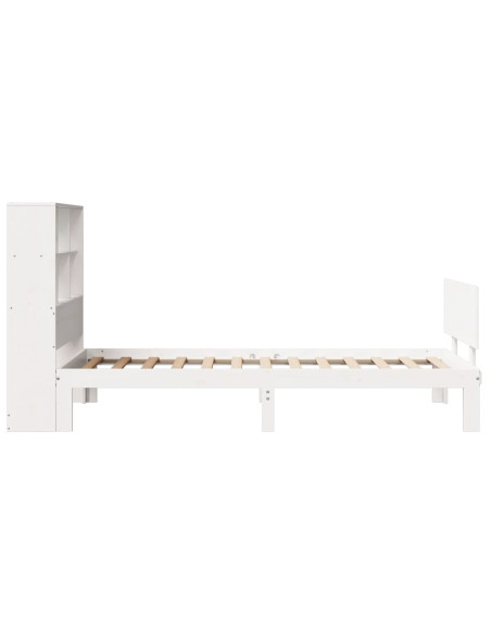 Letto Libreria senza Materasso Bianco 90x190 cm Massello Pino