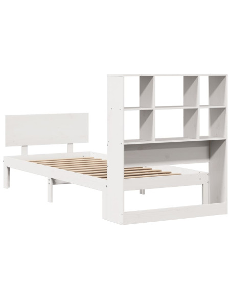 Letto Libreria senza Materasso Bianco 90x190 cm Massello Pino