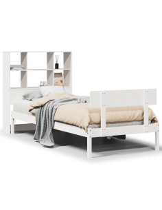 Letto Libreria senza Materasso Bianco 90x190 cm Massello Pino