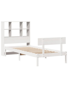 Letto Libreria senza Materasso Bianco 90x190 cm Massello Pino 2