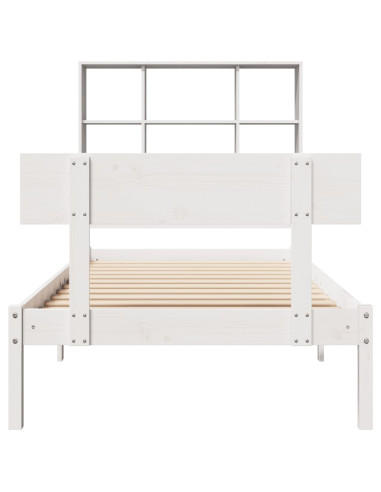 Letto Libreria senza Materasso Bianco 90x190 cm Massello Pino