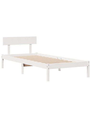 Letto Libreria senza Materasso Bianco 90x190 cm Massello Pino