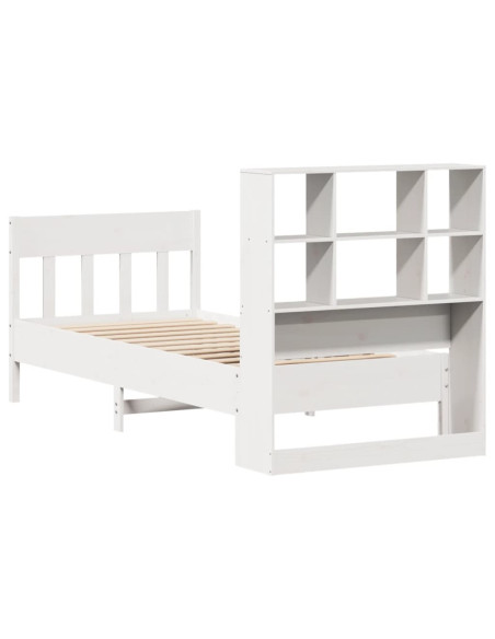 Letto senza Materasso Bianco 90x190 cm in Legno Massello Pino