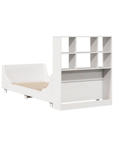 Letto Libreria senza Materasso Bianco 90x200 cm Legno Massello