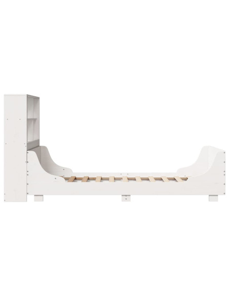 Letto Libreria senza Materasso Bianco 90x190 cm Legno Massello