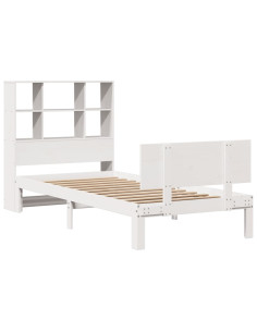 Letto Libreria senza Materasso Bianca 90x200 cm Legno di Pino 2