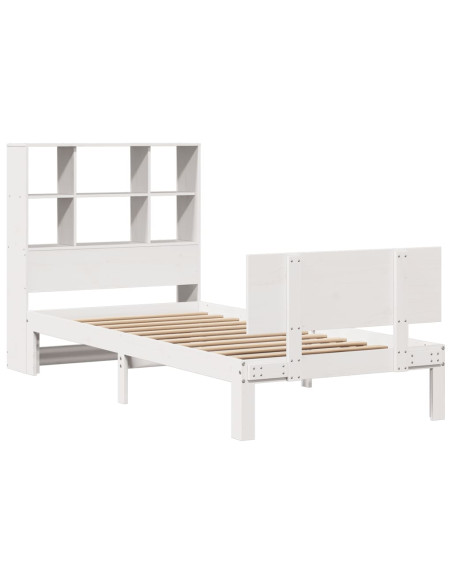 Letto Libreria senza Materasso Bianca 90x200 cm Legno di Pino