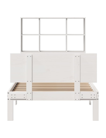 Letto Libreria senza Materasso Bianca 90x200 cm Legno di Pino