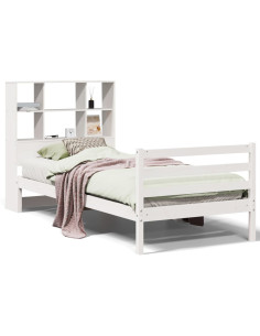 Letto Libreria senza Materasso Bianca 90x200 cm Legno di Pino