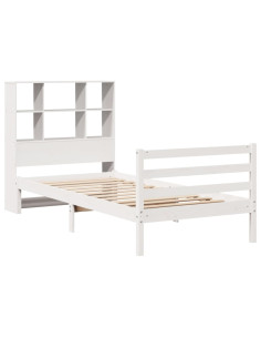 Letto Libreria senza Materasso Bianca 90x200 cm Legno di Pino 2