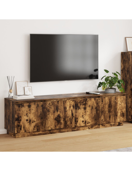 Mobile TV  con LED Rovere Affumicato 180x38x49 cm Legno Ingegnerizzato