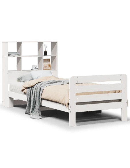 Letto senza Materasso Bianco 90x190 cm in Legno Massello Pino