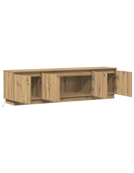 Mobile TV  con LED Rovere Artigianale 180x38x49 cm Legno ingegnerizzato
