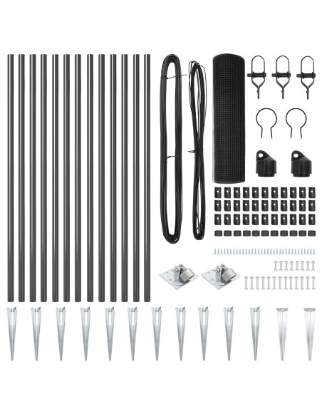 Palo della recinzione Grigio 25 x 0,4 m (rete 19 x 19 mm)