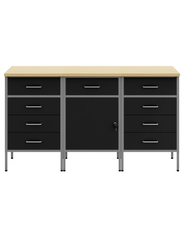 Mobile da lavoro 3 pcs Nero e Grigio 150 x 55 x 85 cm