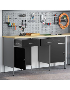 Mobile da lavoro con cassetto 3 pcs Nero 150 x 55 x 85 cm