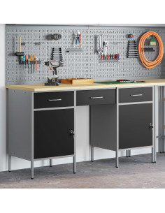 Mobile da lavoro con cassetto 3 pcs Nero 150 x 55 x 85 cm 2