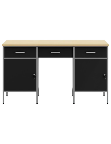 Mobile da lavoro con cassetto 3 pcs Nero 150 x 55 x 85 cm