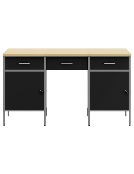 Mobile da lavoro con cassetto 3 pcs Nero 150 x 55 x 85 cm