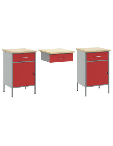 Mobile da lavoro con cassetto 3 pcs Rosso 150 x 55 x 85 cm