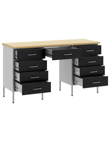 Mobile da lavoro con cassetto 3 pcs Nero 150 x 55 x 85 cm