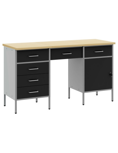 Mobile da lavoro con cassetto 3 pcs Nero 150 x 55 x 85 cm