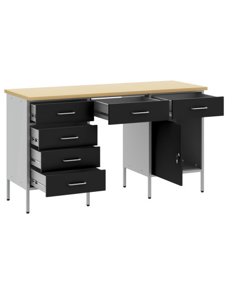 Mobile da lavoro con cassetto 3 pcs Nero 150 x 55 x 85 cm