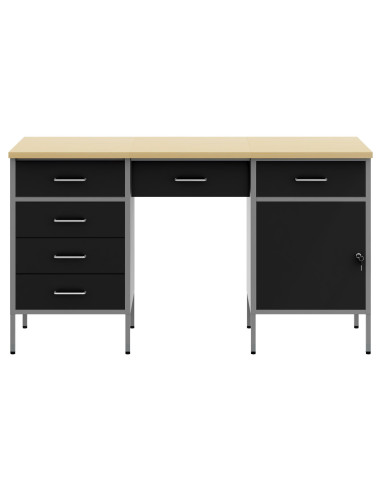 Mobile da lavoro con cassetto 3 pcs Nero 150 x 55 x 85 cm