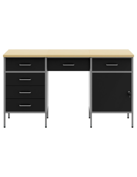 Mobile da lavoro con cassetto 3 pcs Nero 150 x 55 x 85 cm