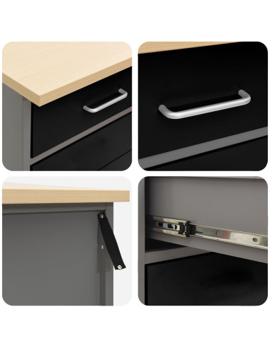 Mobile da lavoro con cassetto 4 pcs Nero 200 x 55 x 85 cm