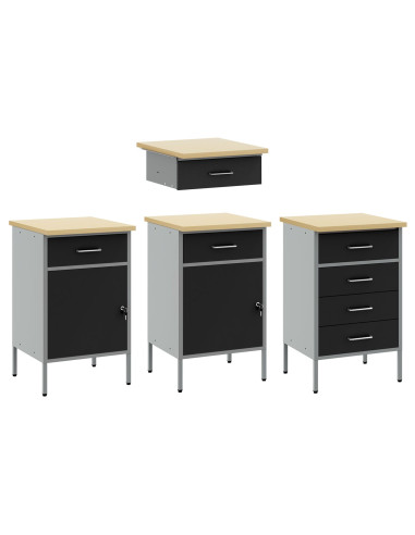 Mobile da lavoro con cassetto 4 pcs Nero 200 x 55 x 85 cm