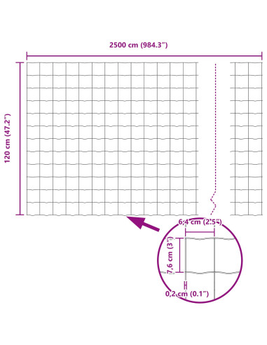 Recinzione con Posto Grigio 1,2 x 25 m Acciaio