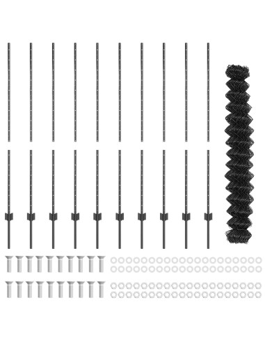 Recinzione con Posto Grigio 1,4 x 10 m Acciaio e PVC