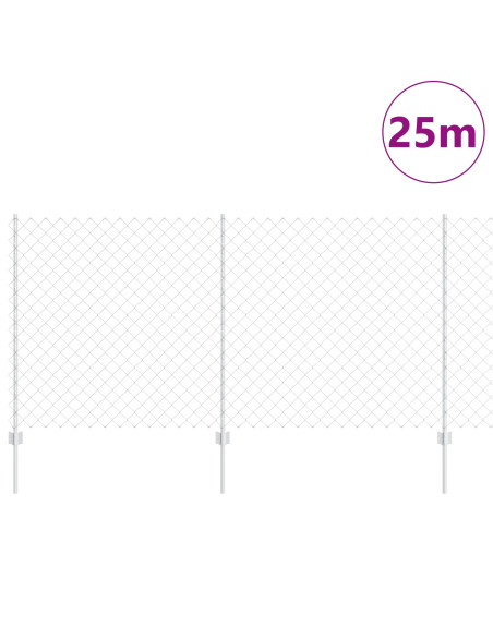 Recinzione a Catena  con 44 Pali U Argento 1.2m x 25m Acciaio