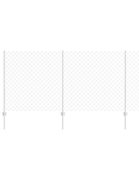 Recinzione a Catena  con 44 Pali U Argento 1.2m x 25m Acciaio