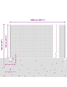 Recinzione con Posto Argento 1,2 x 10 m Acciaio 2