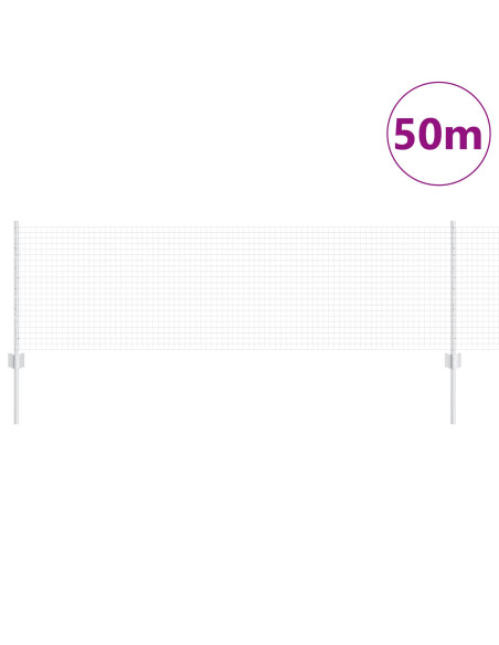 Recinzione in Filo Saldato  con 22 Pali U Argento 0.6x50 m Acciaio