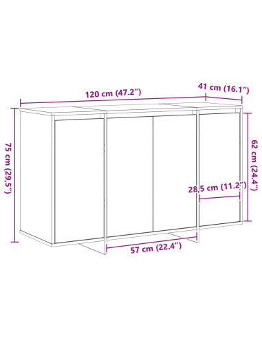Credenza Legno vecchio 120 x 41 x 75 cm Legno multistrato