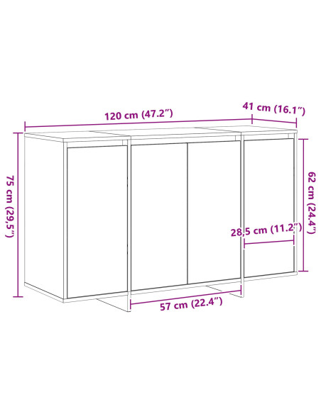 Credenza Rovere nero 120 x 41 x 75 cm Legno multistrato