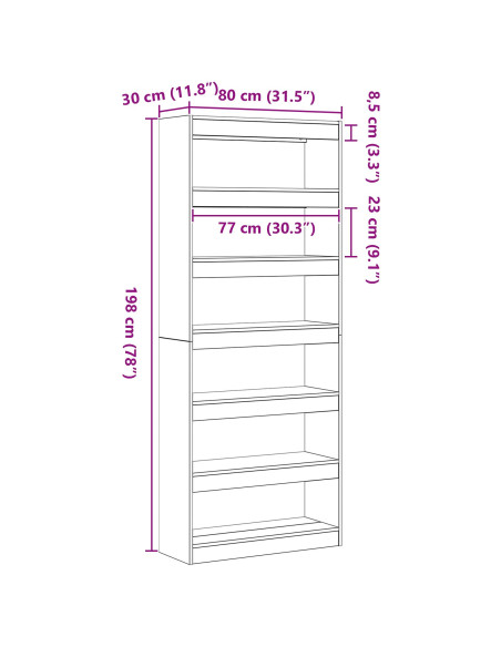 Libreria Bianca Bianca Legno ingegnerizzato 80 x 30 x 198 cm