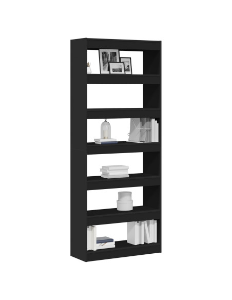 Libreria Nera  Nera Legno 80 x 30 x 198 cm Scaffalatura