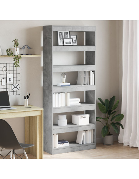 Libreria Grigia in Cemento Grigio Cemento Legno ingegnerizzato